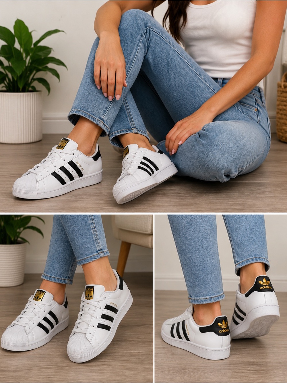 Adidas Superstar Shell Toe Sneakers – White/Black – Women’s 6.5